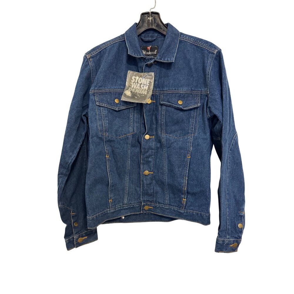 Vintage Windcrest Mens Stone Wash Denim Jacket M 100% Cotton Medium